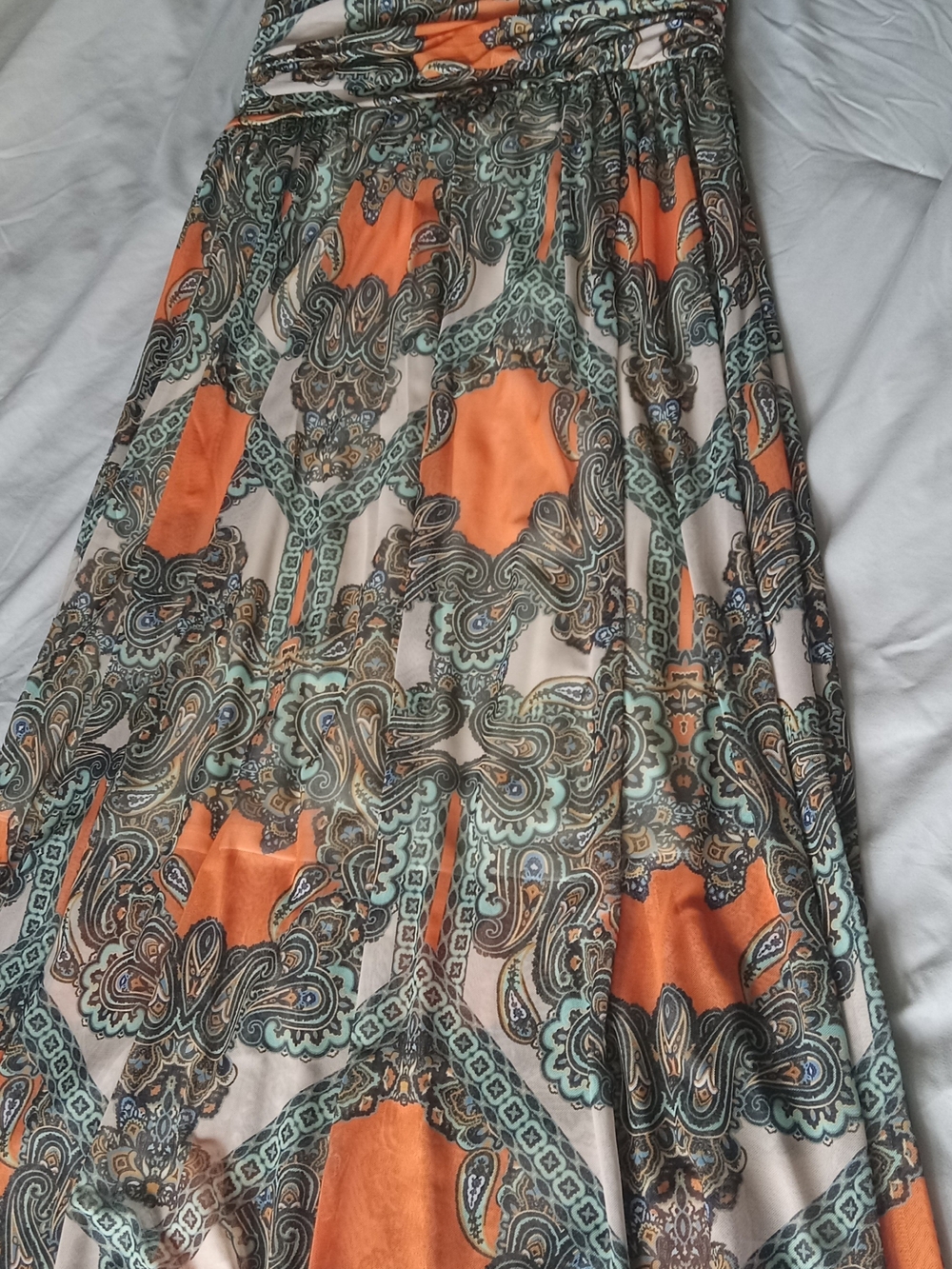 Halter Paisley Maxi Dress in Orange and Cream - Picture 2 of 2